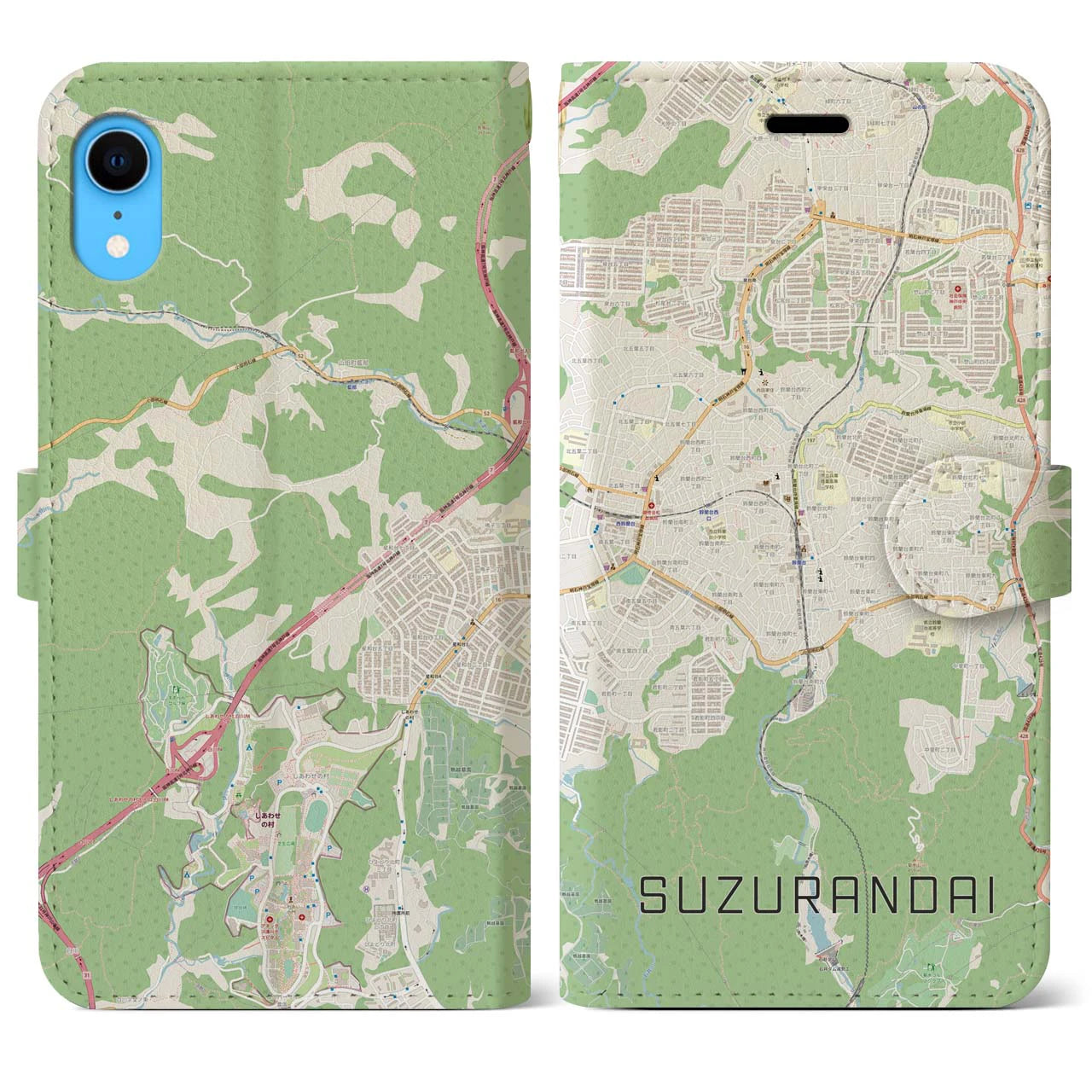 【鈴蘭台(兵庫県)】地図柄iPhoneケース(手帳タイプ)ナチュラル・iPhone XR 用