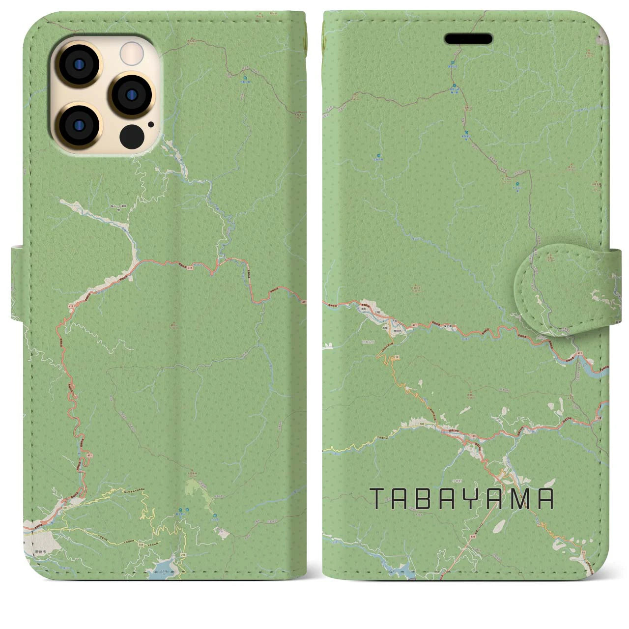 【丹波山(山梨県)】地図柄iPhoneケース(手帳タイプ)ナチュラル・iPhone 12 Pro Max 用