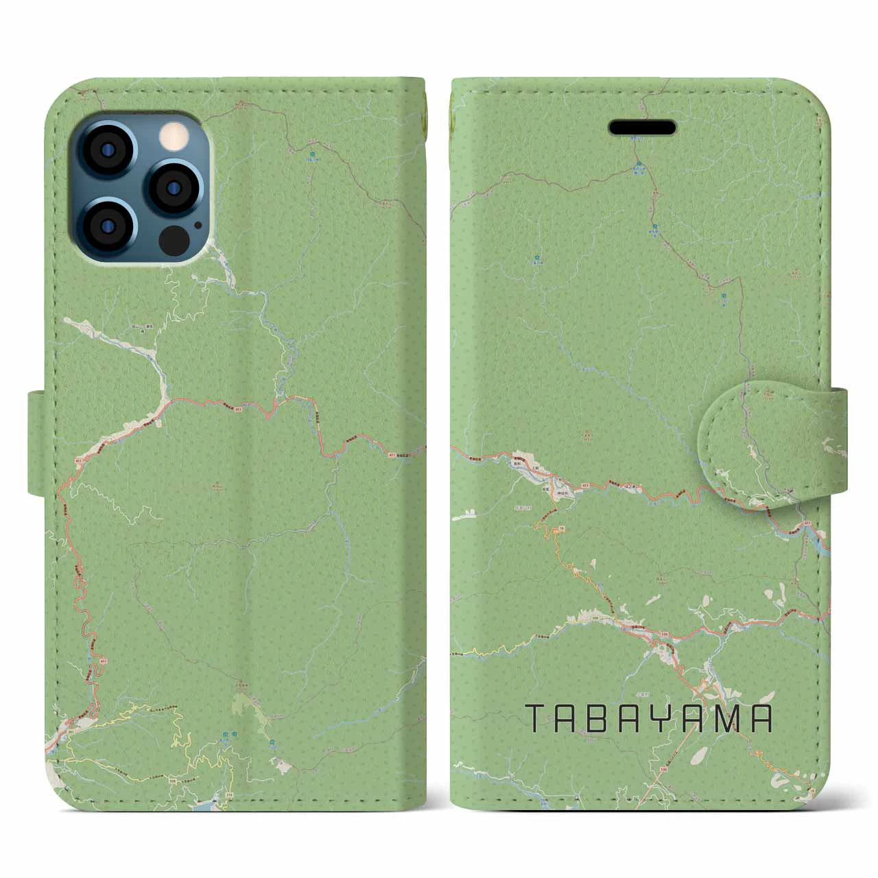 【丹波山(山梨県)】地図柄iPhoneケース(手帳タイプ)ナチュラル・iPhone 12 / 12 Pro 用