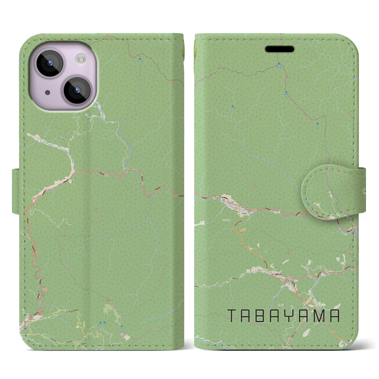 【丹波山(山梨県)】地図柄iPhoneケース(手帳タイプ)ナチュラル・iPhone 14 用
