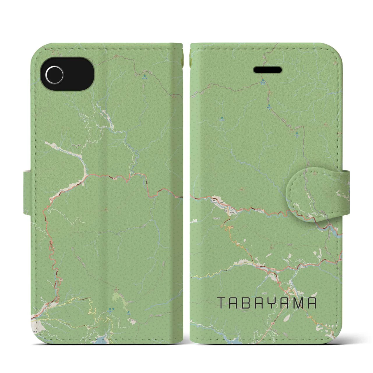 【丹波山(山梨県)】地図柄iPhoneケース(手帳タイプ)ナチュラル・iPhone SE(第3 / 第2世代) / 8 / 7 / 6s / 6 用