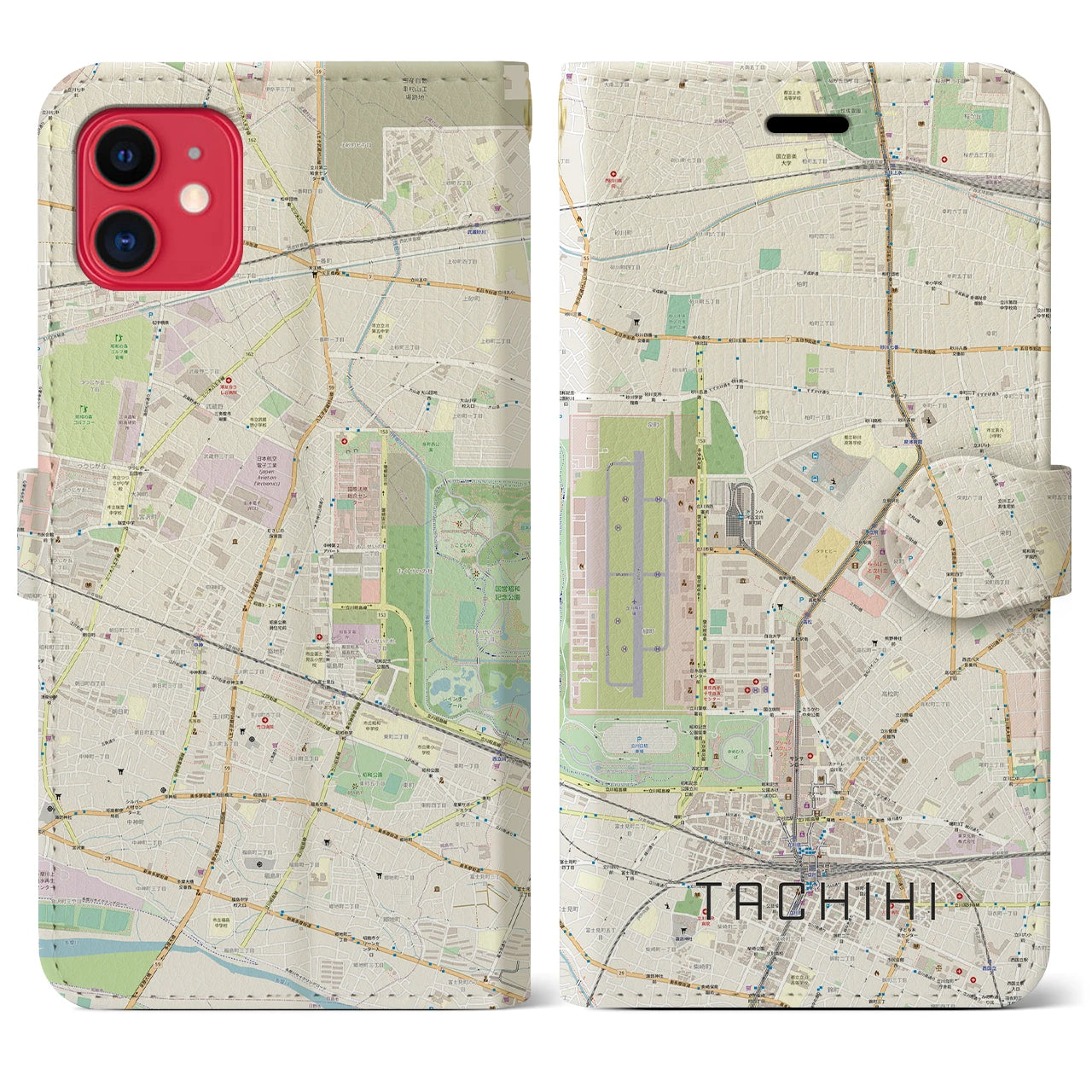 【立飛(東京都)】地図柄iPhoneケース(手帳タイプ)ナチュラル・iPhone 11 用