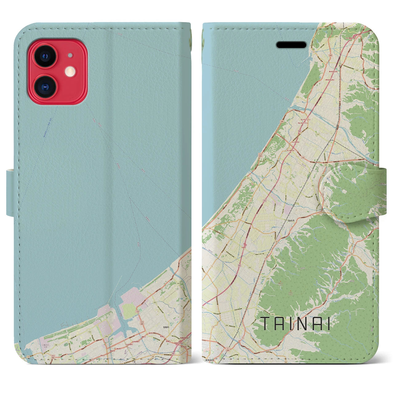 【胎内(新潟県)】地図柄iPhoneケース(手帳タイプ)ナチュラル・iPhone 11 用