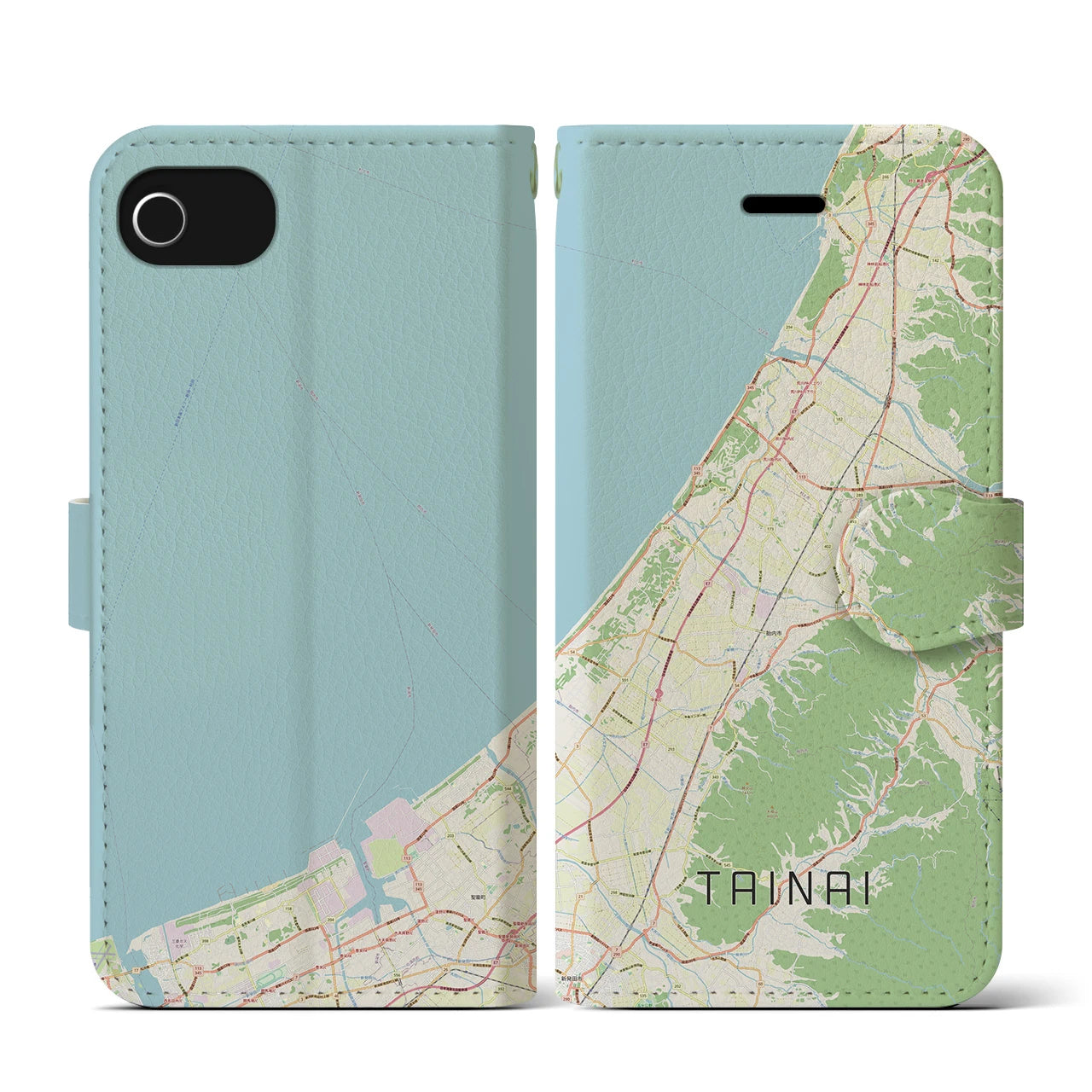 【胎内(新潟県)】地図柄iPhoneケース(手帳タイプ)ナチュラル・iPhone SE(第3 / 第2世代) / 8 / 7 / 6s / 6 用