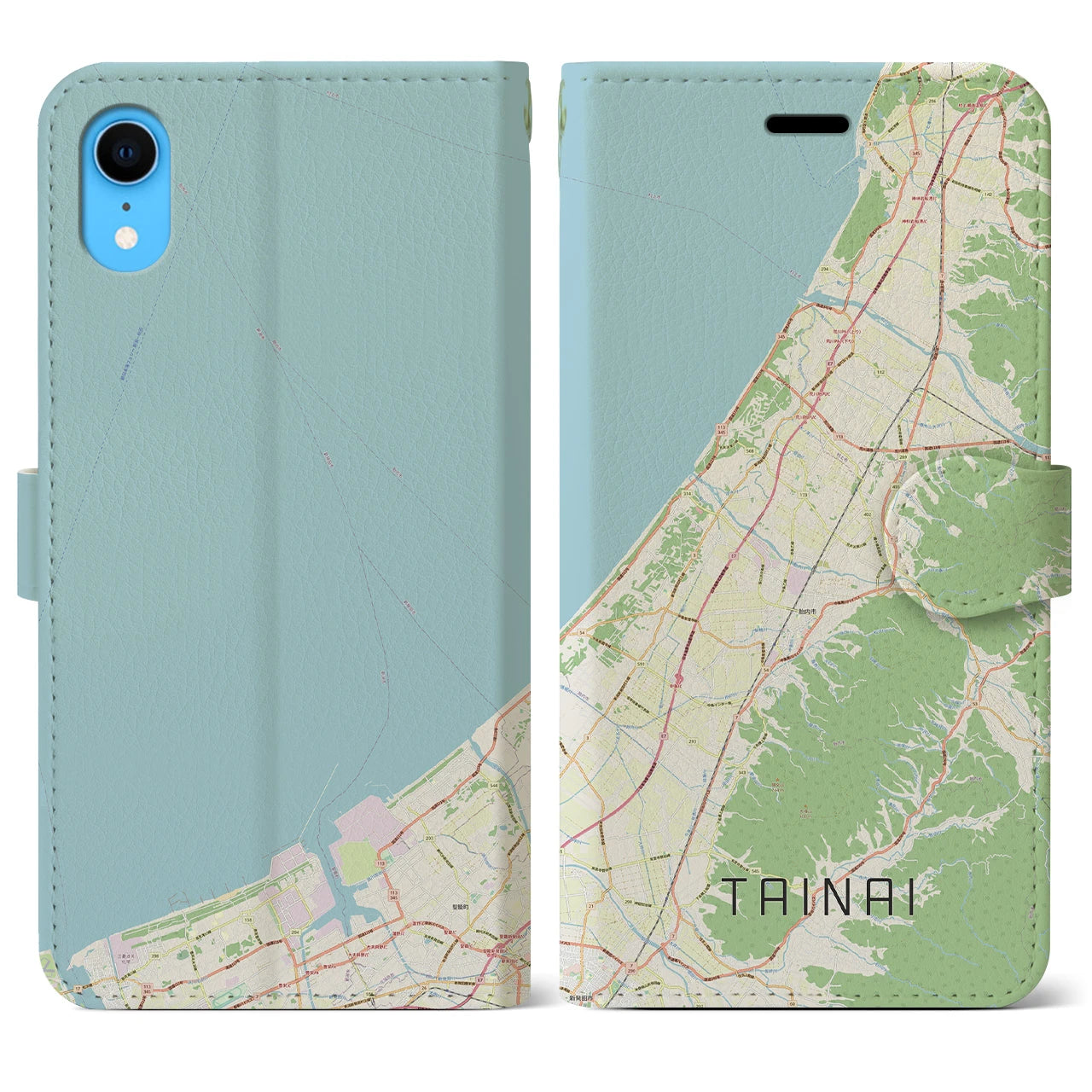 【胎内(新潟県)】地図柄iPhoneケース(手帳タイプ)ナチュラル・iPhone XR 用