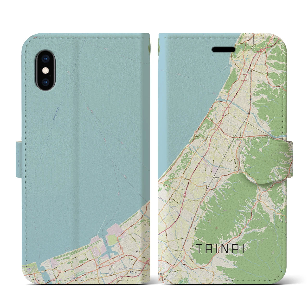 【胎内(新潟県)】地図柄iPhoneケース(手帳タイプ)ナチュラル・iPhone XS / X 用