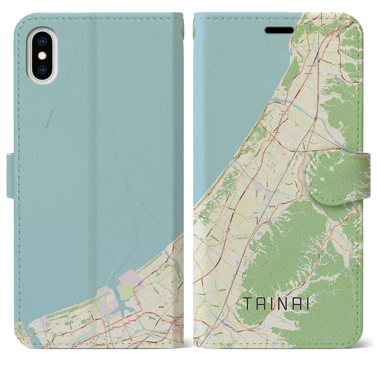 【胎内(新潟県)】地図柄iPhoneケース(手帳タイプ)ナチュラル・iPhone XS Max 用