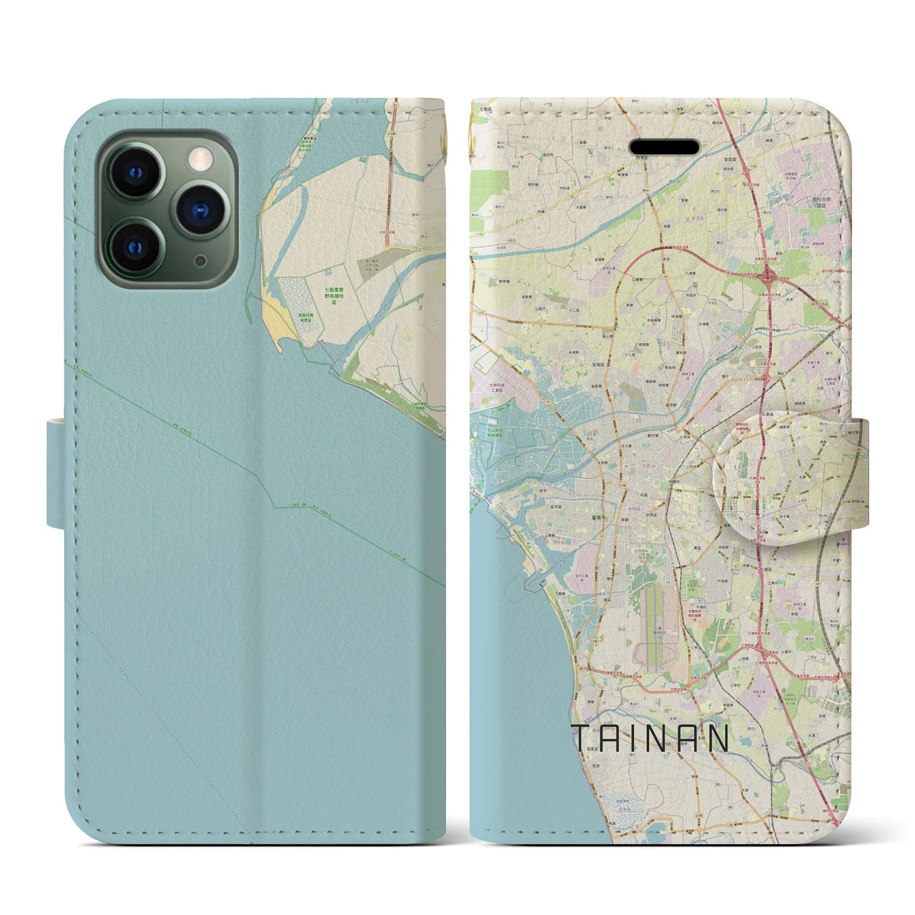 【台南(台湾)】地図柄iPhoneケース(手帳タイプ)ナチュラル・iPhone 11 Pro 用