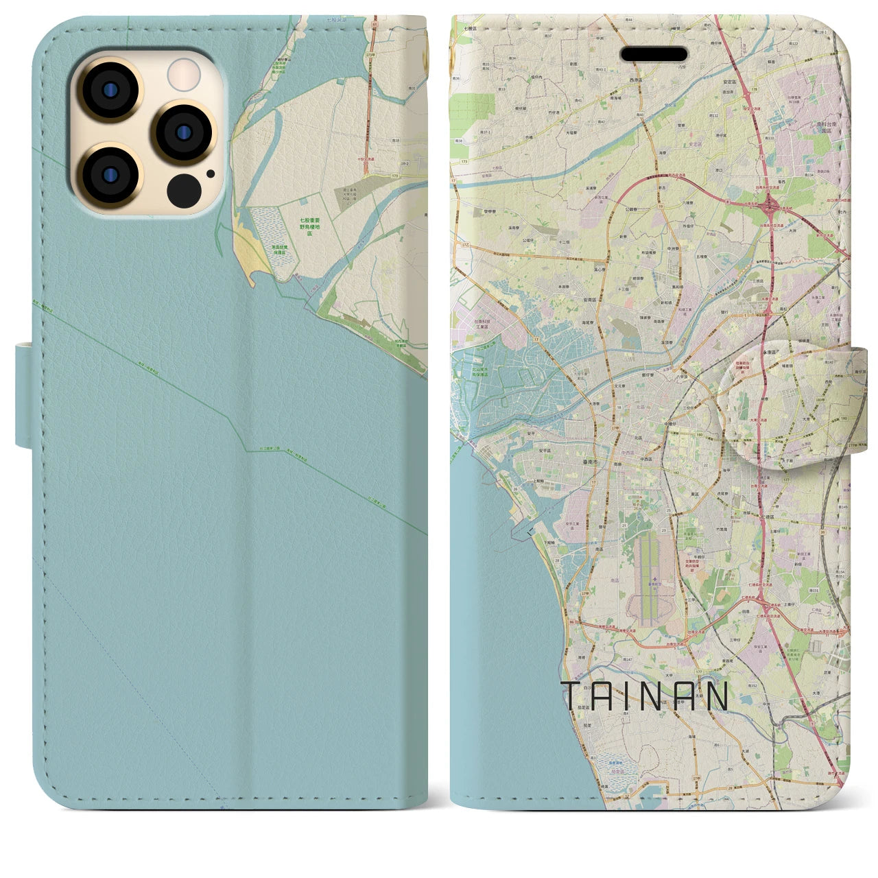 【台南(台湾)】地図柄iPhoneケース(手帳タイプ)ナチュラル・iPhone 12 Pro Max 用