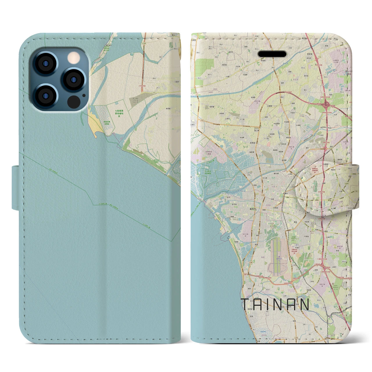 【台南(台湾)】地図柄iPhoneケース(手帳タイプ)ナチュラル・iPhone 12 / 12 Pro 用