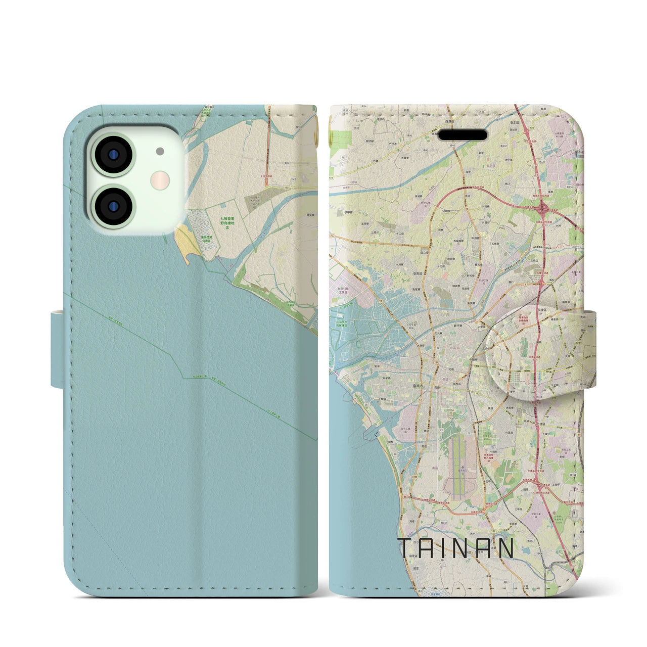 【台南(台湾)】地図柄iPhoneケース(手帳タイプ)ナチュラル・iPhone 12 mini 用