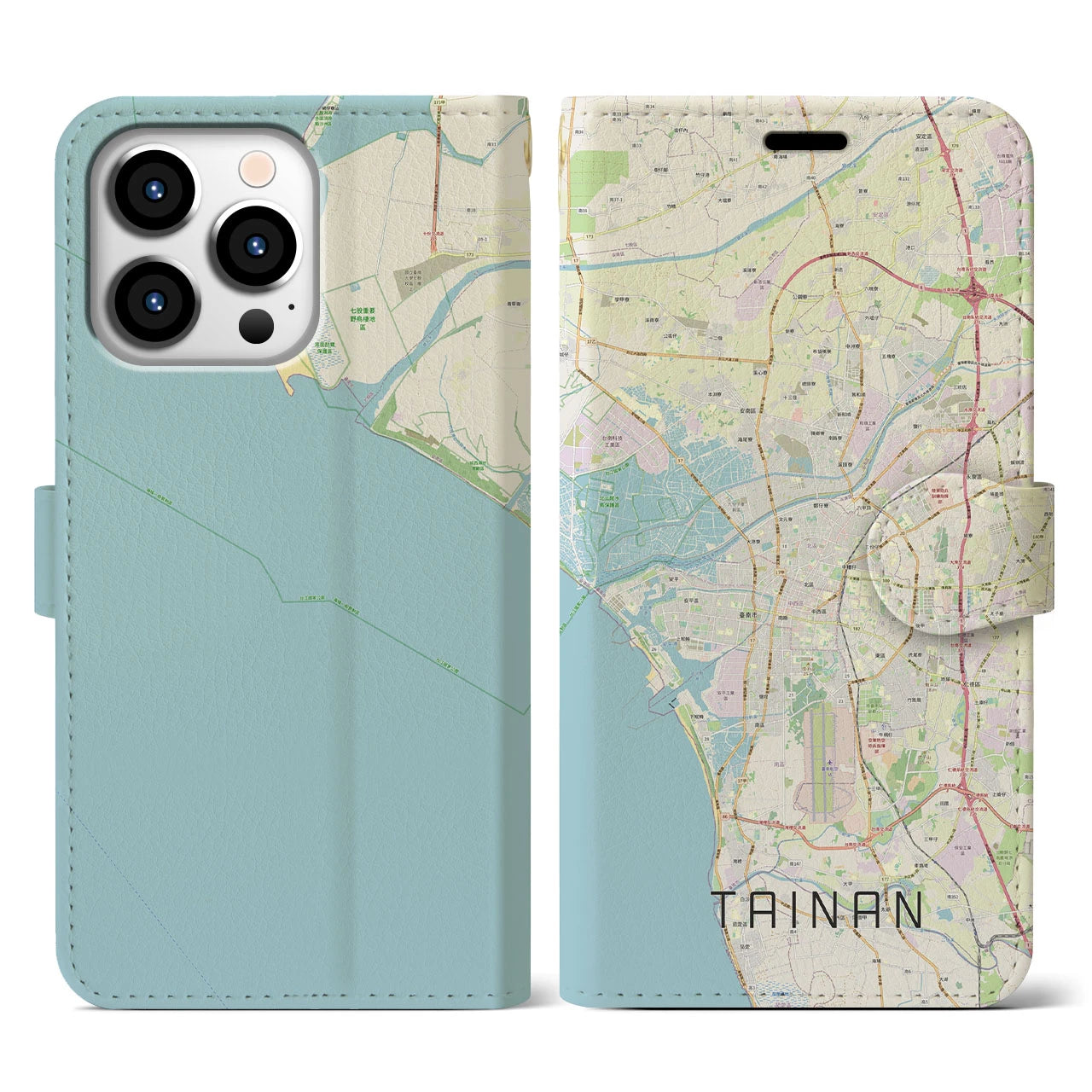 【台南(台湾)】地図柄iPhoneケース(手帳タイプ)ナチュラル・iPhone 13 Pro 用
