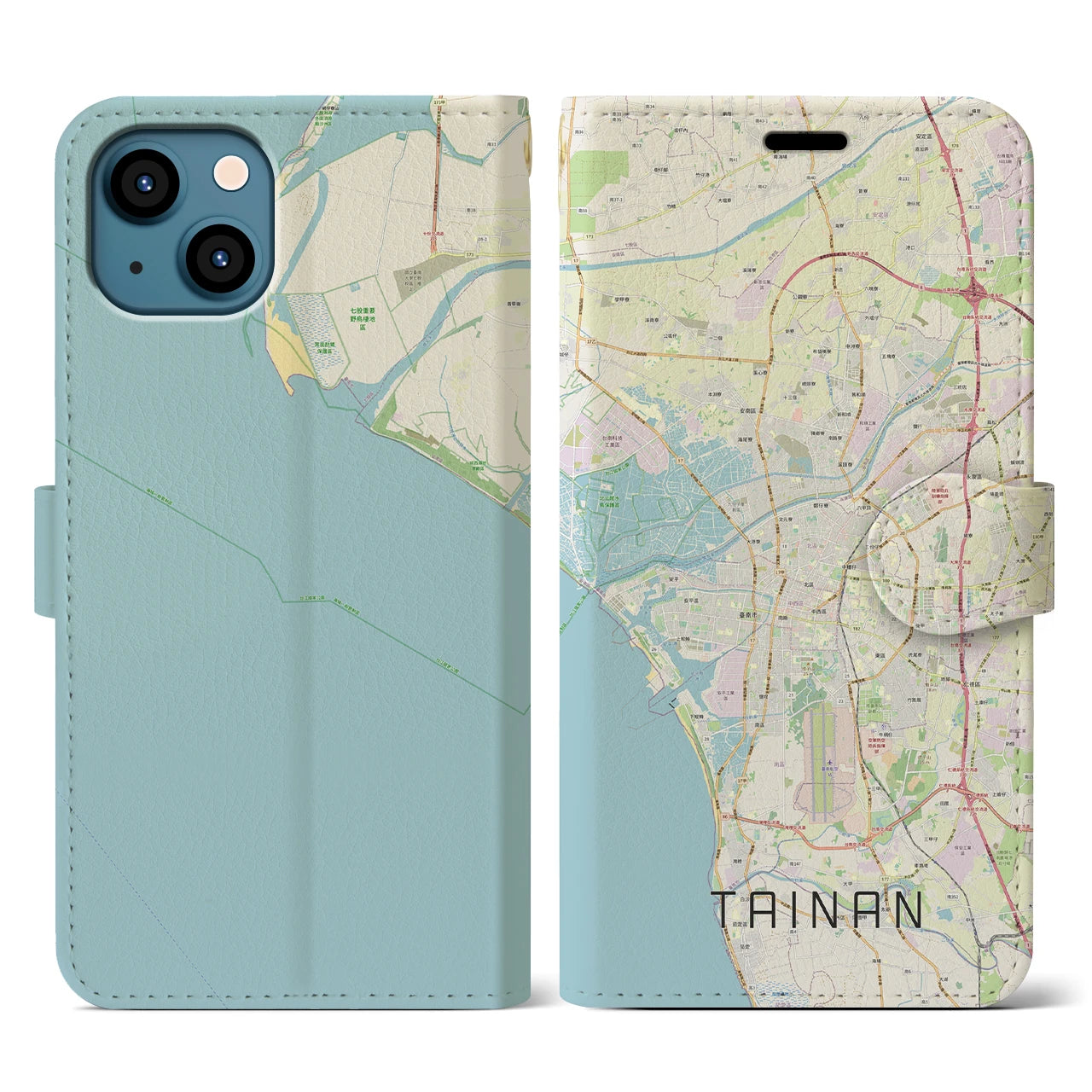 【台南(台湾)】地図柄iPhoneケース(手帳タイプ)ナチュラル・iPhone 13 用