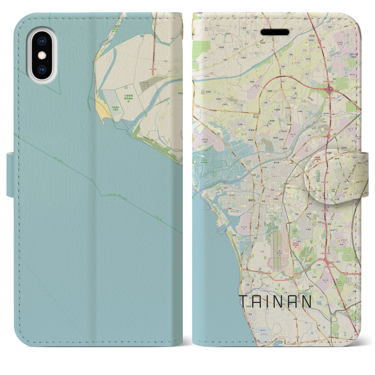 【台南(台湾)】地図柄iPhoneケース(手帳タイプ)ナチュラル・iPhone XS Max 用