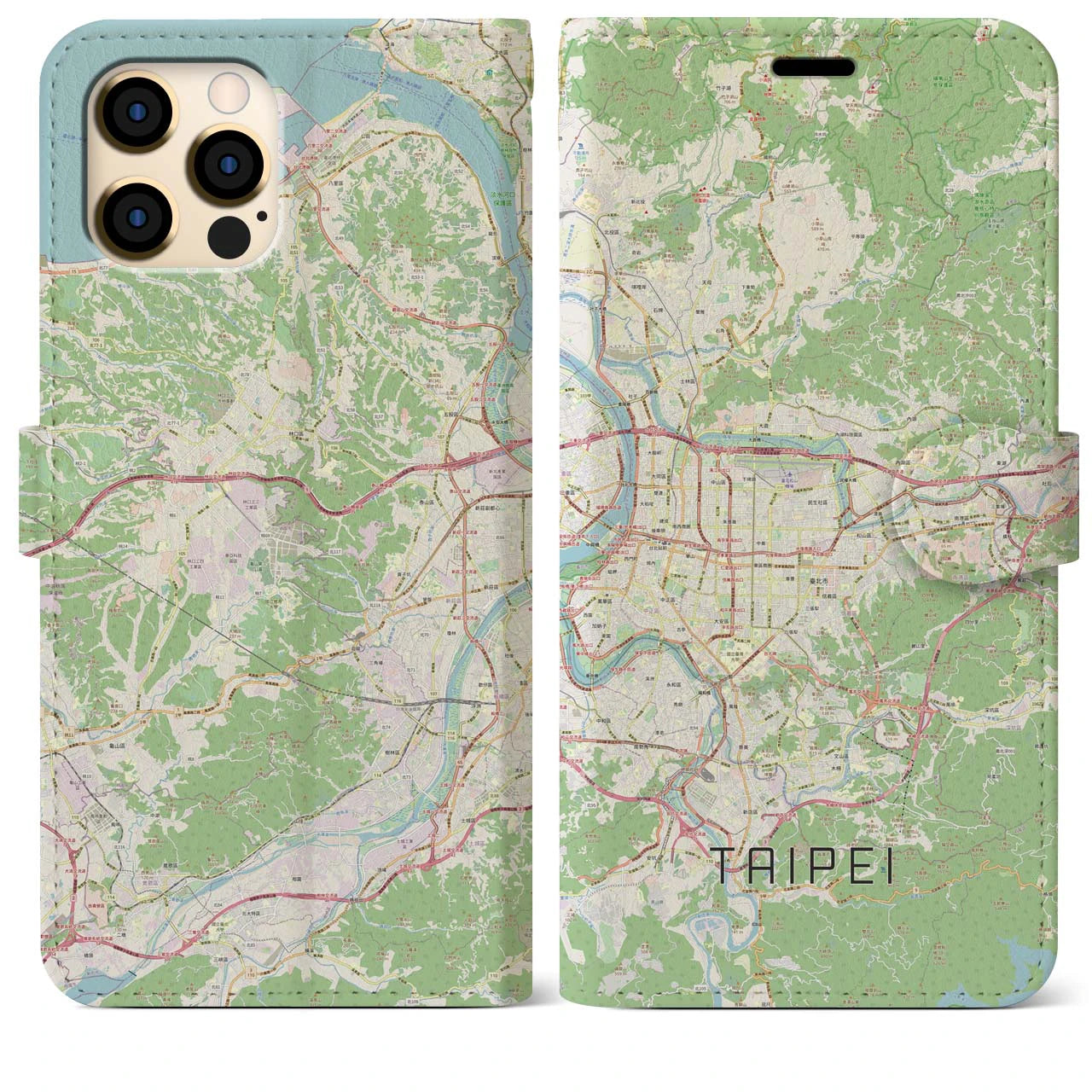 【台北(台湾)】地図柄iPhoneケース(手帳タイプ)ナチュラル・iPhone 12 Pro Max 用
