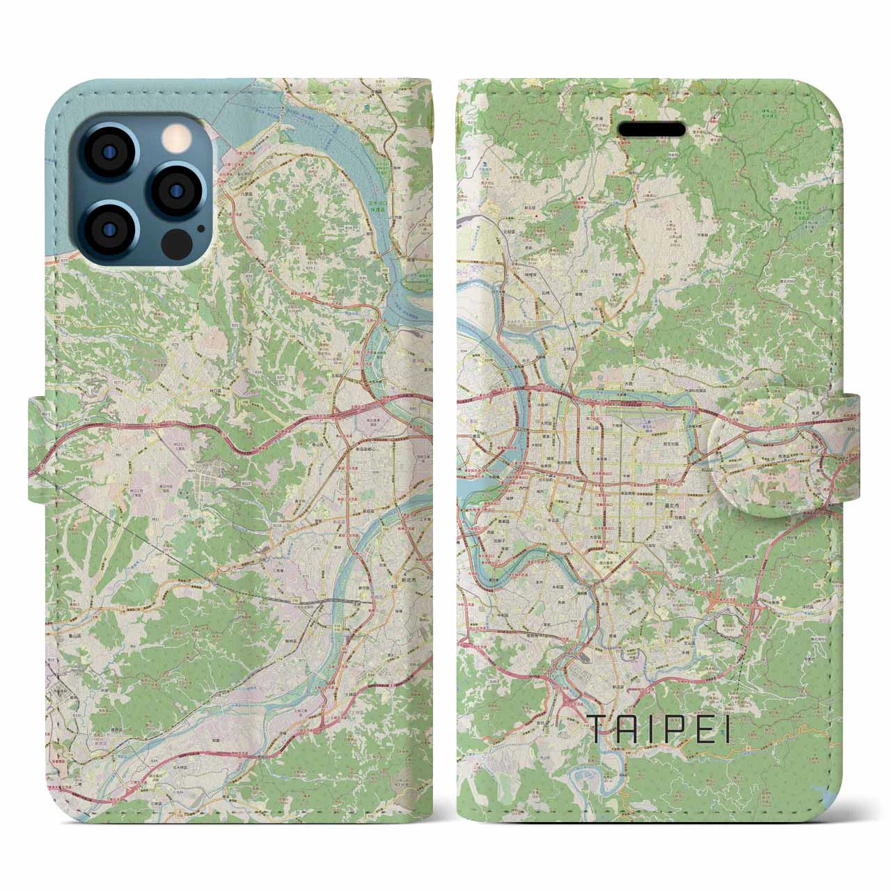 【台北(台湾)】地図柄iPhoneケース(手帳タイプ)ナチュラル・iPhone 12 / 12 Pro 用