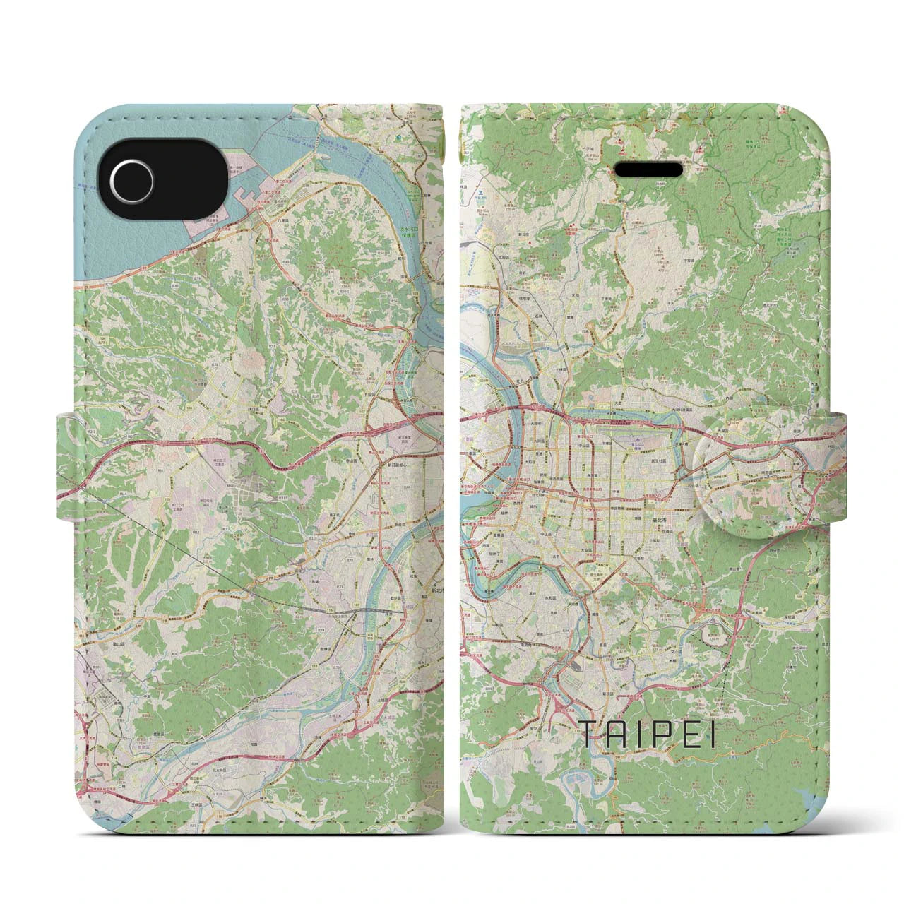 【台北(台湾)】地図柄iPhoneケース(手帳タイプ)ナチュラル・iPhone SE(第3 / 第2世代) / 8 / 7 / 6s / 6 用