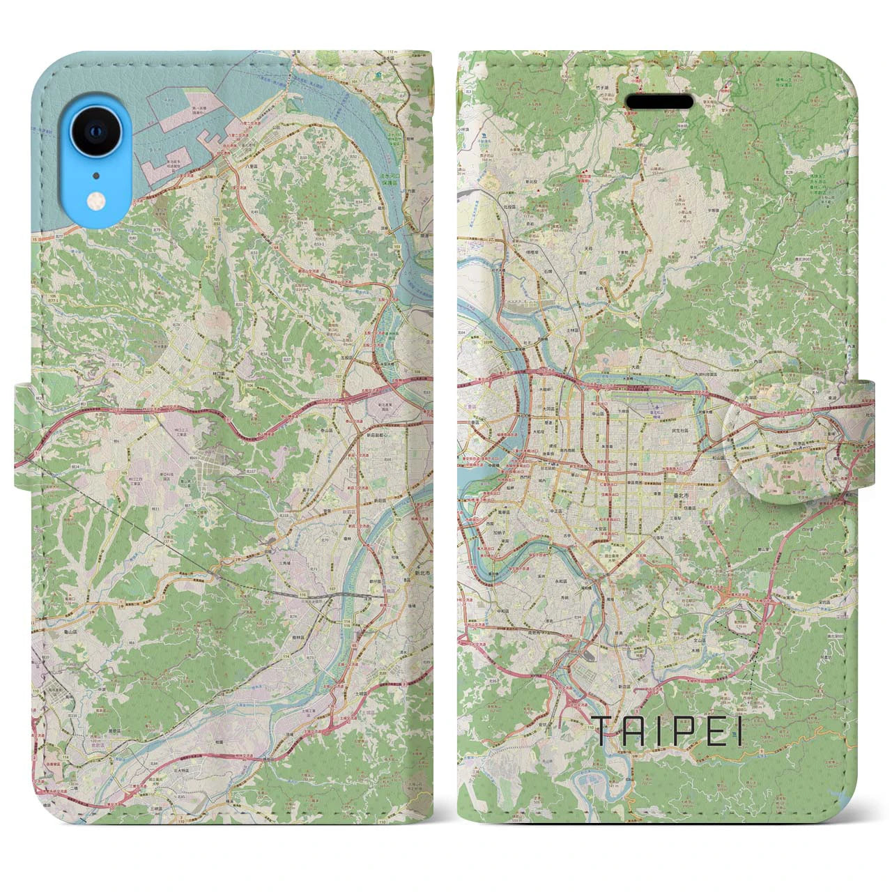 【台北(台湾)】地図柄iPhoneケース(手帳タイプ)ナチュラル・iPhone XR 用
