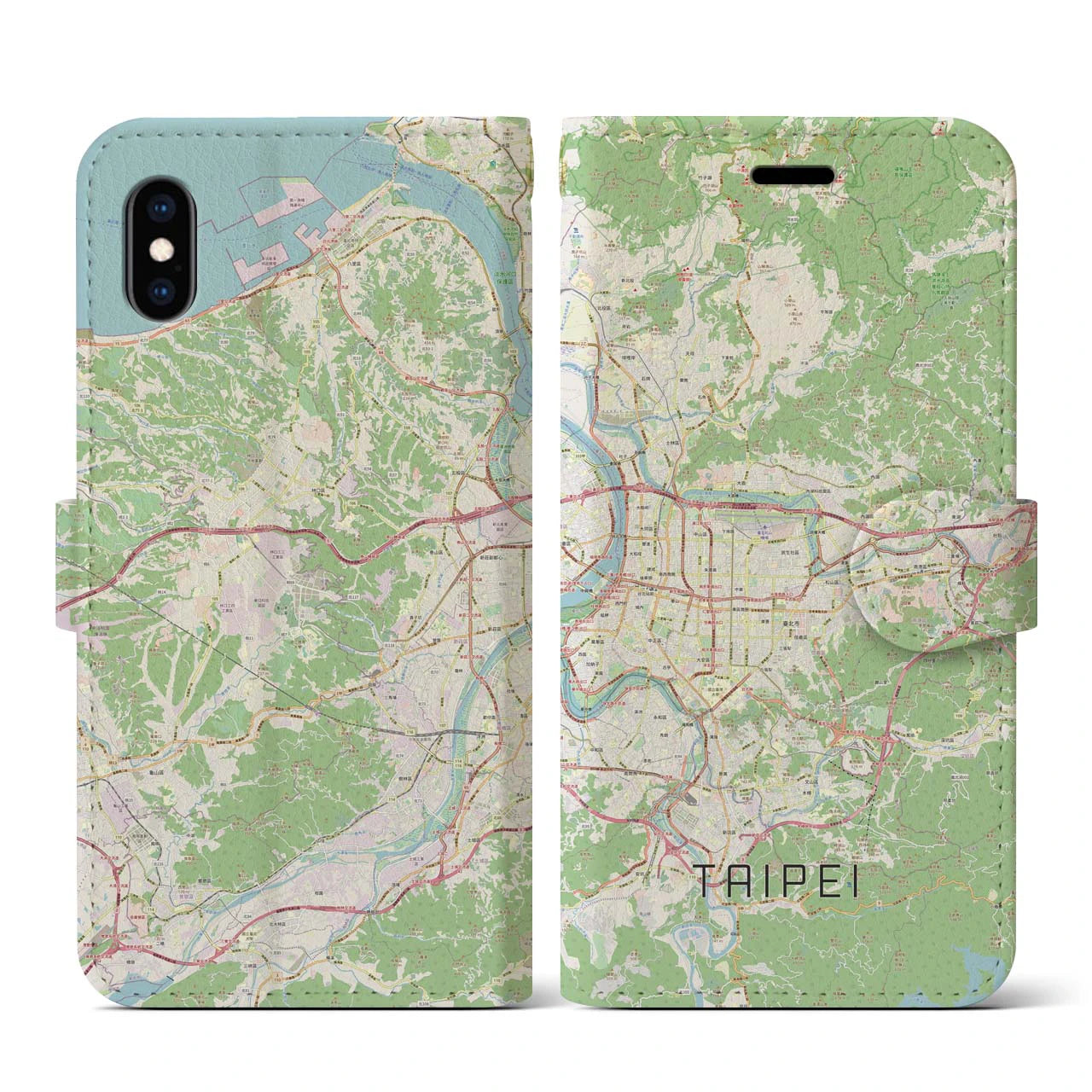 【台北(台湾)】地図柄iPhoneケース(手帳タイプ)ナチュラル・iPhone XS / X 用