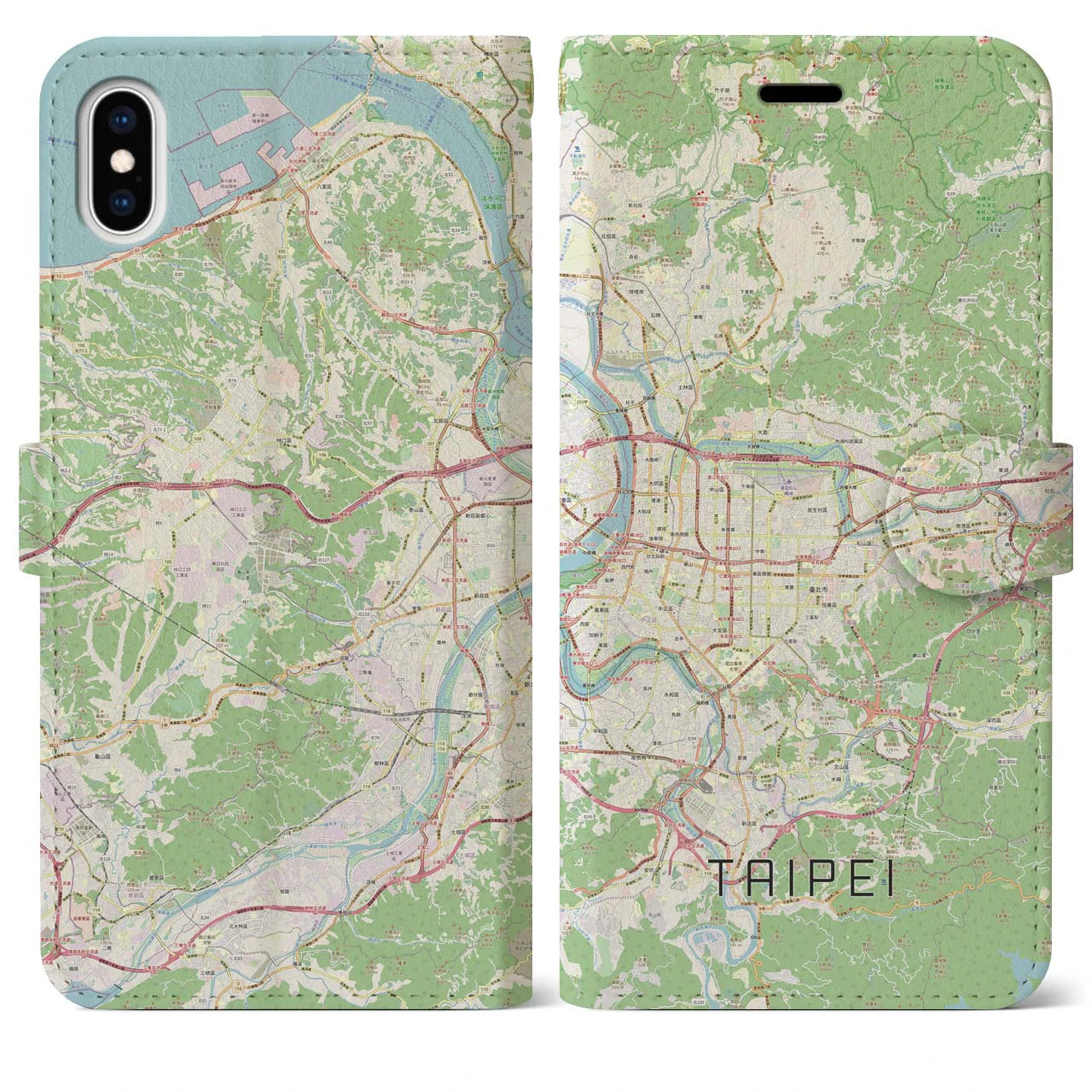 【台北(台湾)】地図柄iPhoneケース(手帳タイプ)ナチュラル・iPhone XS Max 用