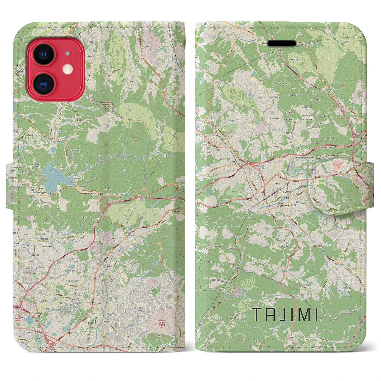 【多治見(岐阜県)】地図柄iPhoneケース(手帳タイプ)ナチュラル・iPhone 11 用