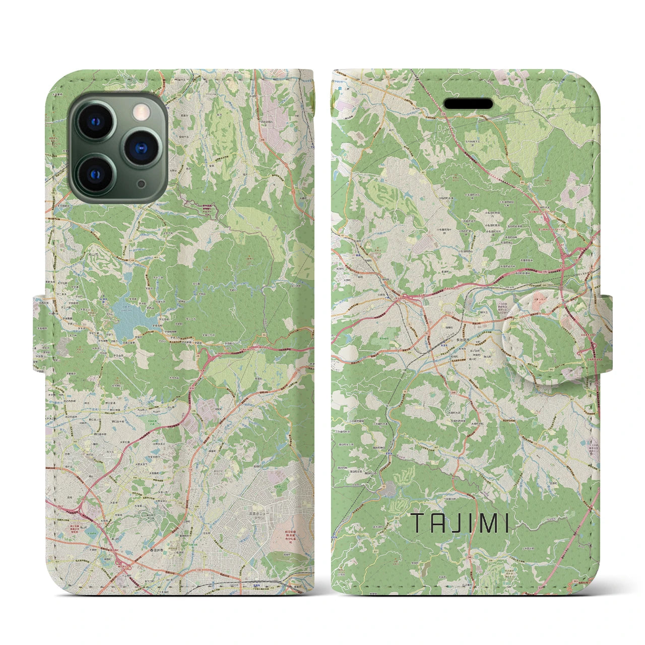 【多治見(岐阜県)】地図柄iPhoneケース(手帳タイプ)ナチュラル・iPhone 11 Pro 用