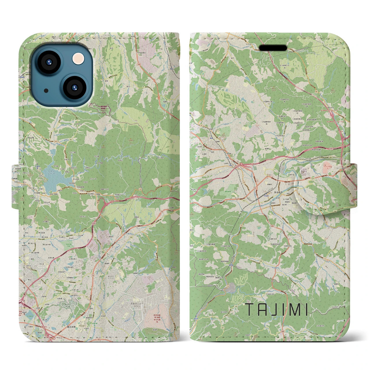 【多治見(岐阜県)】地図柄iPhoneケース(手帳タイプ)ナチュラル・iPhone 13 用