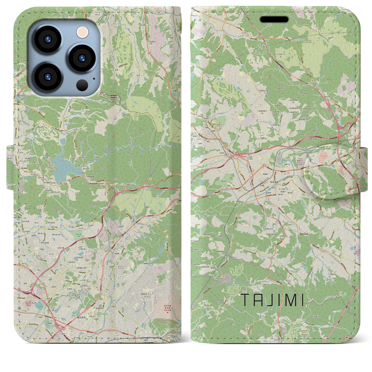 【多治見(岐阜県)】地図柄iPhoneケース(手帳タイプ)ナチュラル・iPhone 13 Pro Max 用