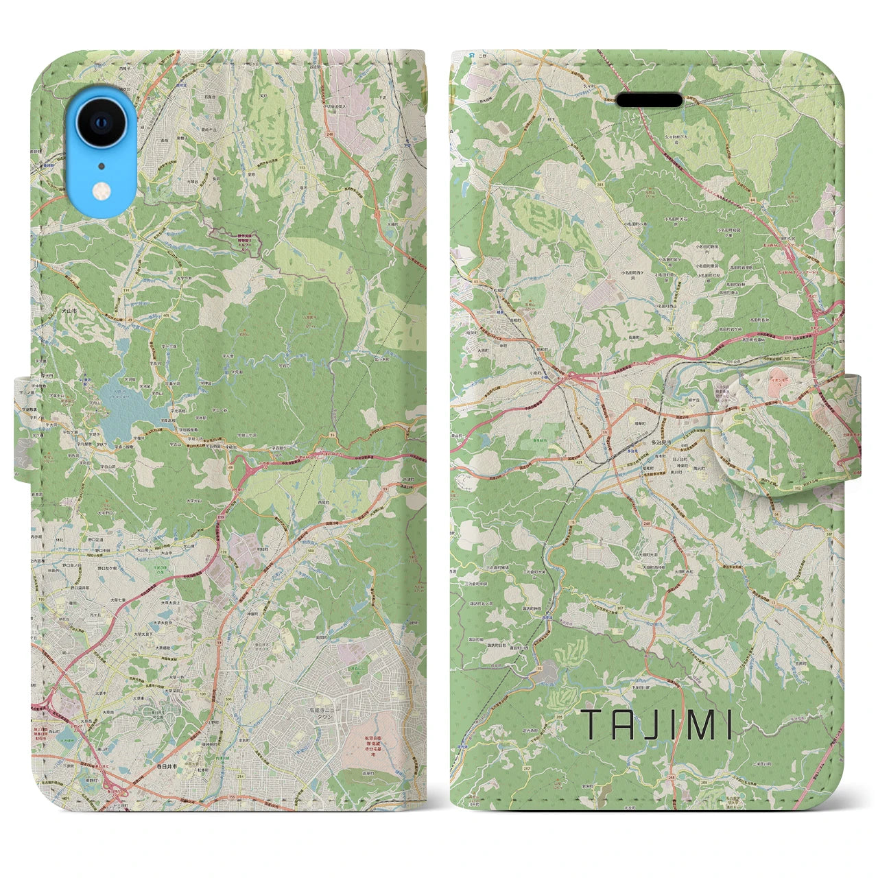 【多治見(岐阜県)】地図柄iPhoneケース(手帳タイプ)ナチュラル・iPhone XR 用