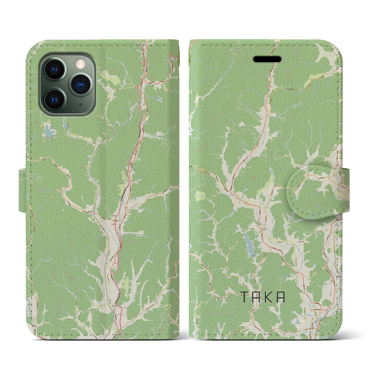 【多可(兵庫県)】地図柄iPhoneケース(手帳タイプ)ナチュラル・iPhone 11 Pro 用