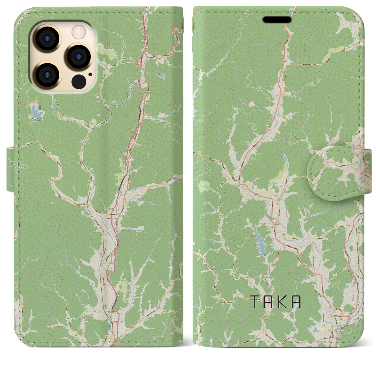 【多可(兵庫県)】地図柄iPhoneケース(手帳タイプ)ナチュラル・iPhone 12 Pro Max 用