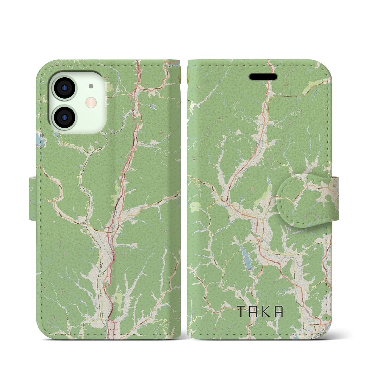 【多可(兵庫県)】地図柄iPhoneケース(手帳タイプ)ナチュラル・iPhone 12 mini 用