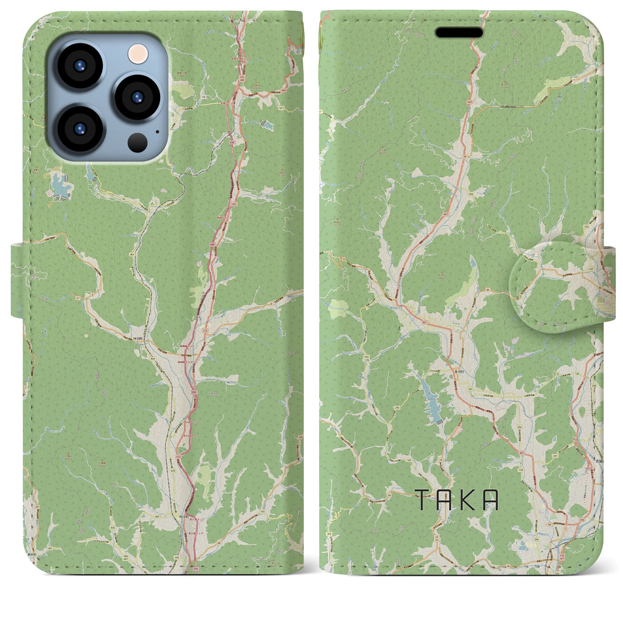【多可(兵庫県)】地図柄iPhoneケース(手帳タイプ)ナチュラル・iPhone 13 Pro Max 用