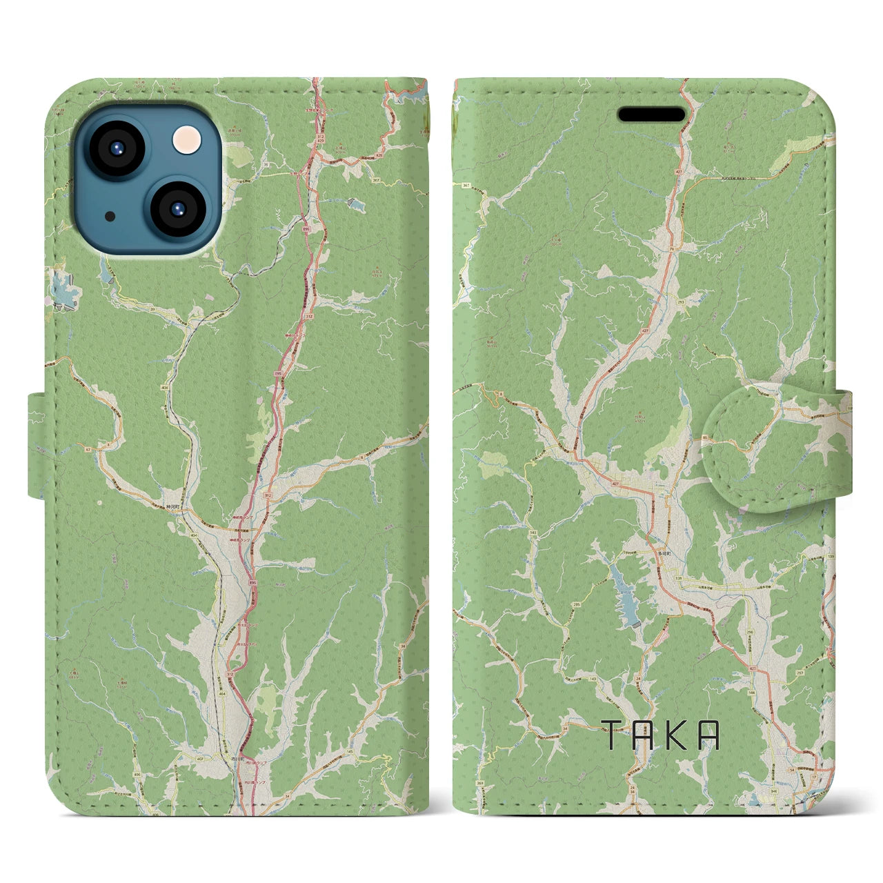 【多可(兵庫県)】地図柄iPhoneケース(手帳タイプ)ナチュラル・iPhone 13 用
