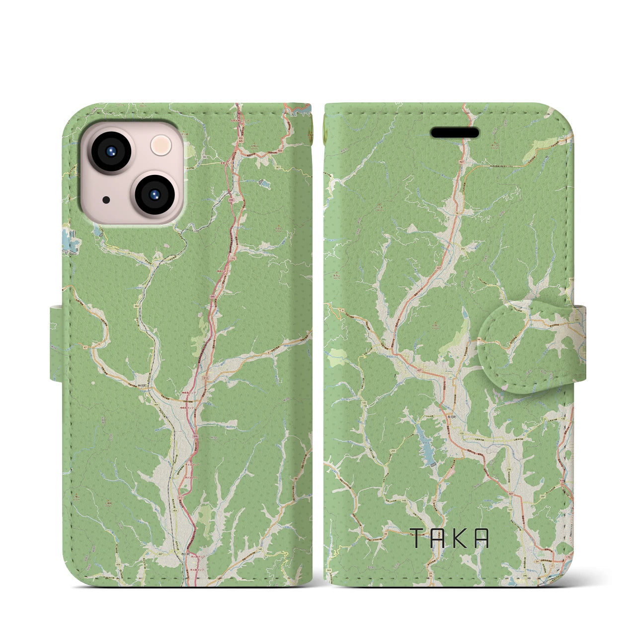 【多可(兵庫県)】地図柄iPhoneケース(手帳タイプ)ナチュラル・iPhone 13 mini 用