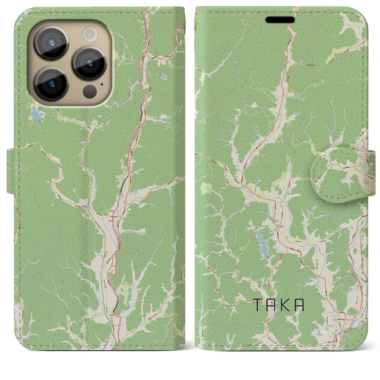 【多可(兵庫県)】地図柄iPhoneケース(手帳タイプ)ナチュラル・iPhone 14 Pro Max 用