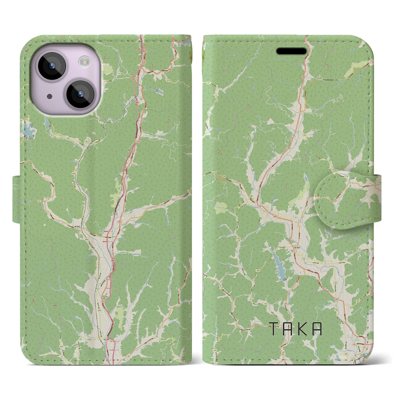 【多可(兵庫県)】地図柄iPhoneケース(手帳タイプ)ナチュラル・iPhone 14 用