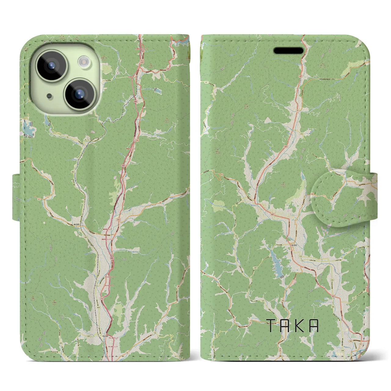【多可(兵庫県)】地図柄iPhoneケース(手帳タイプ)ナチュラル・iPhone 15 用