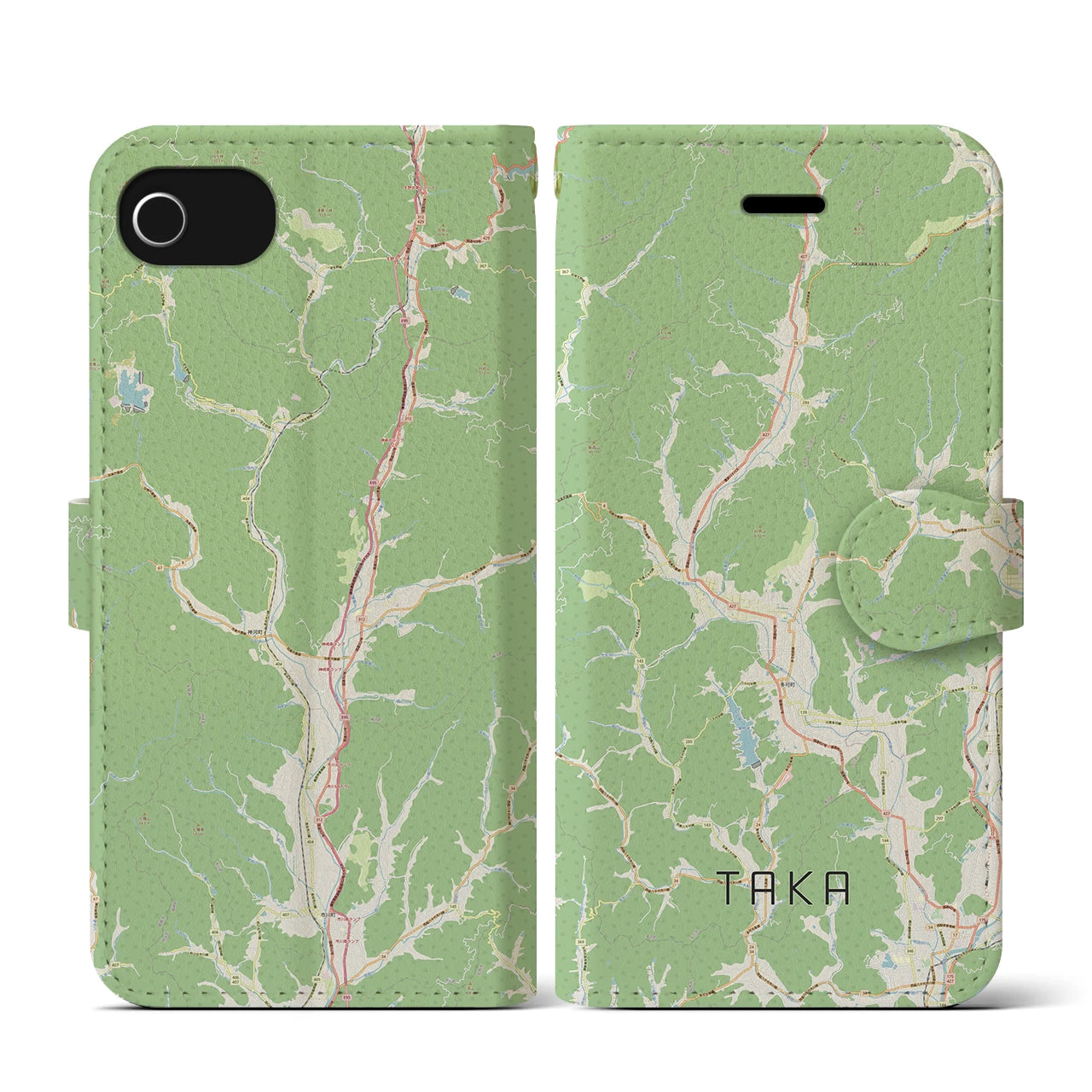 【多可(兵庫県)】地図柄iPhoneケース(手帳タイプ)ナチュラル・iPhone SE(第3 / 第2世代) / 8 / 7 / 6s / 6 用