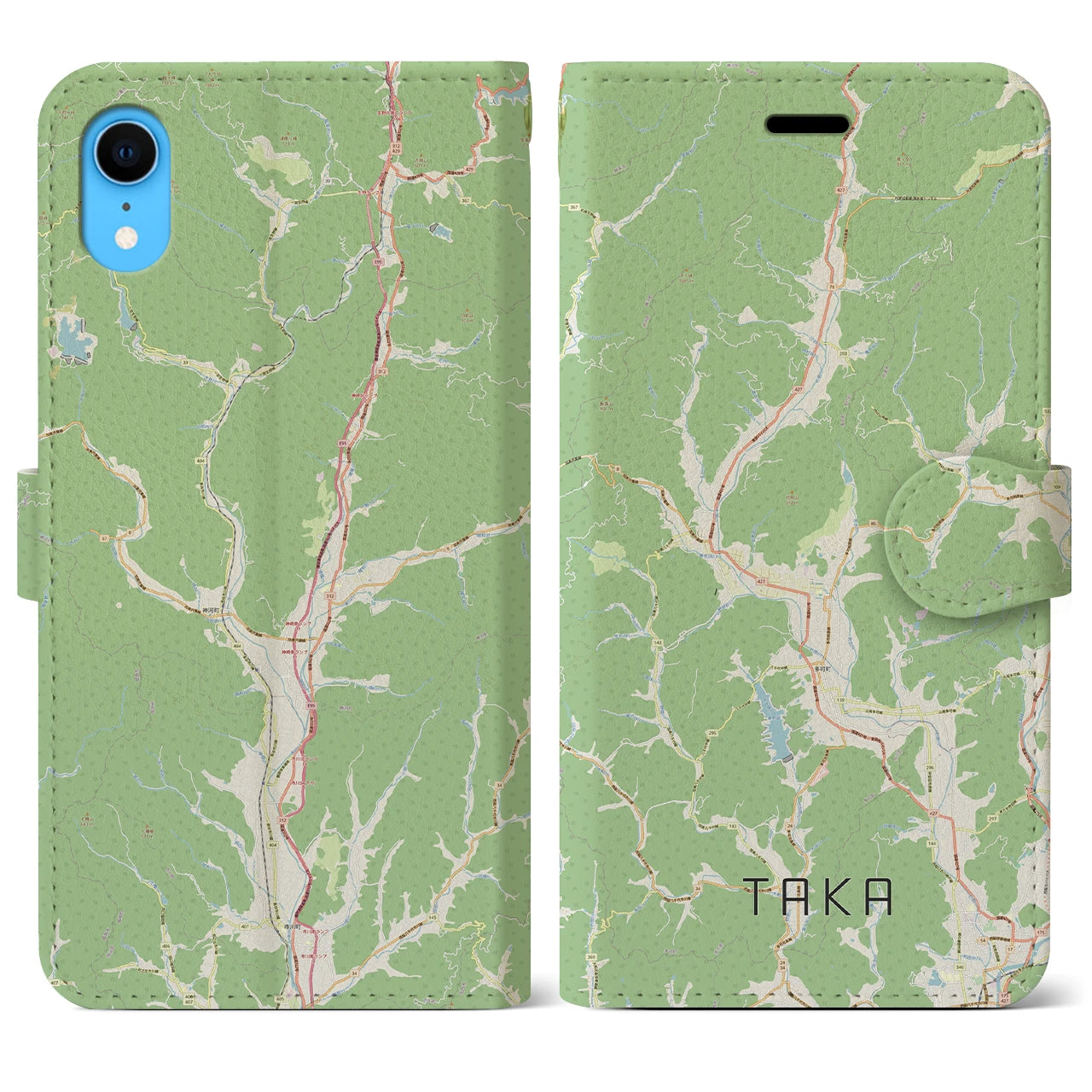 【多可(兵庫県)】地図柄iPhoneケース(手帳タイプ)ナチュラル・iPhone XR 用