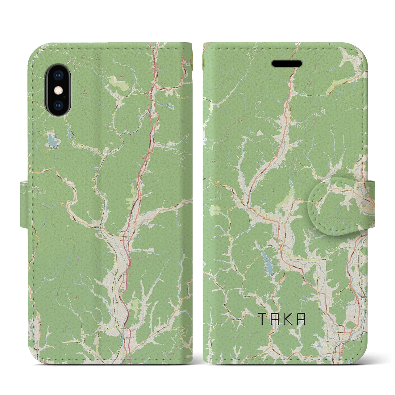 【多可(兵庫県)】地図柄iPhoneケース(手帳タイプ)ナチュラル・iPhone XS / X 用