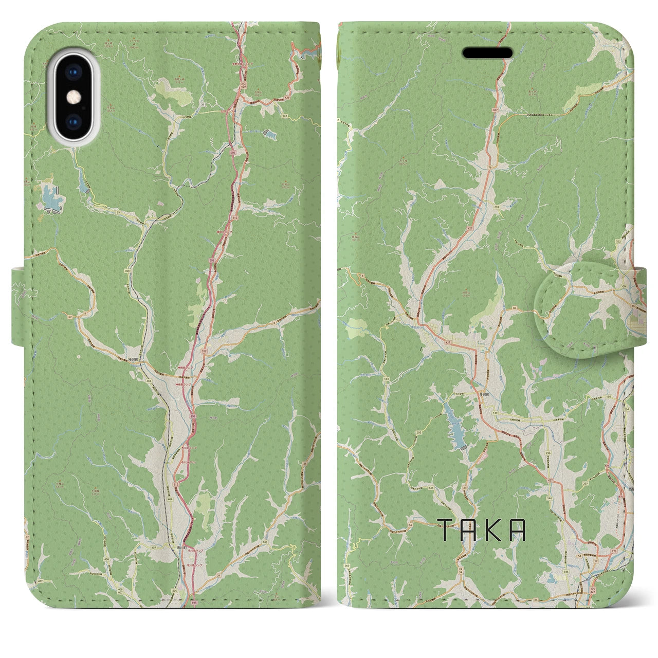 【多可(兵庫県)】地図柄iPhoneケース(手帳タイプ)ナチュラル・iPhone XS Max 用