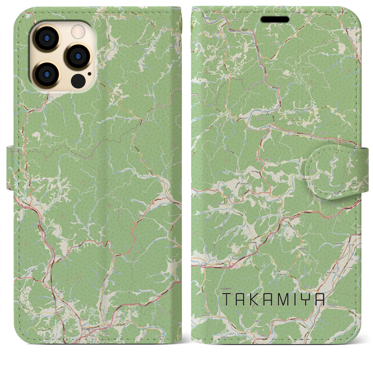 【高宮(広島県)】地図柄iPhoneケース(手帳タイプ)ナチュラル・iPhone 12 Pro Max 用