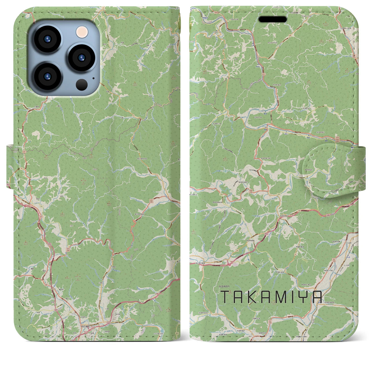 【高宮(広島県)】地図柄iPhoneケース(手帳タイプ)ナチュラル・iPhone 13 Pro Max 用