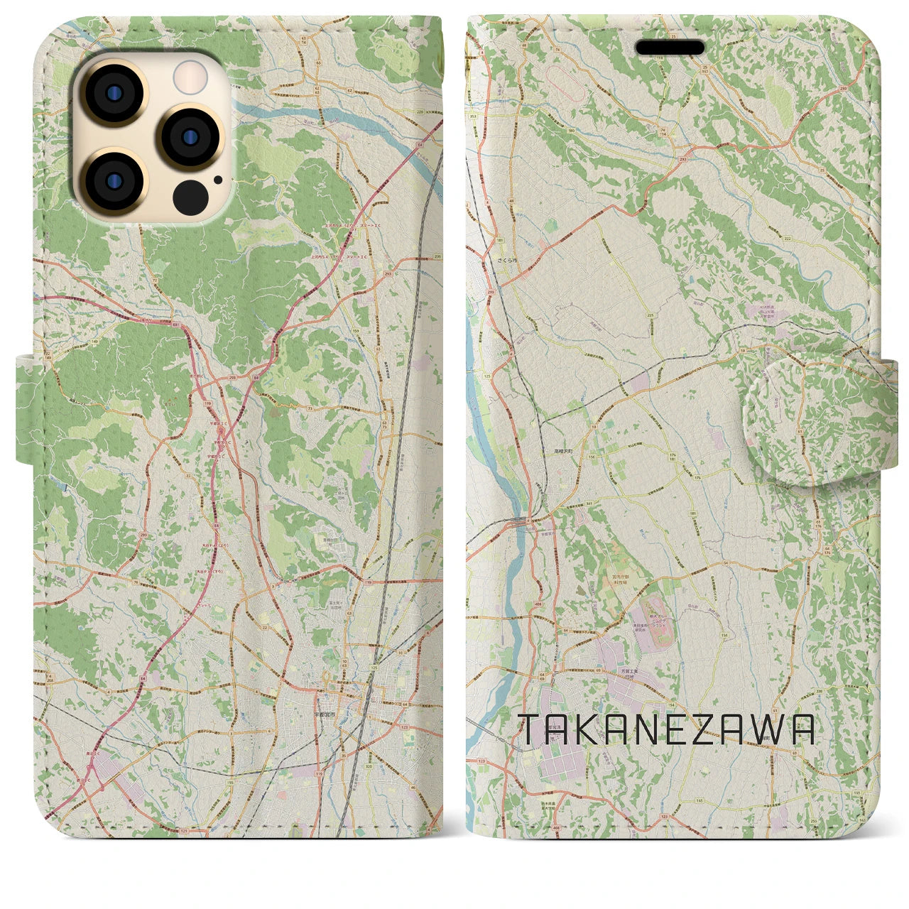 【高根沢(栃木県)】地図柄iPhoneケース(手帳タイプ)ナチュラル・iPhone 12 Pro Max 用