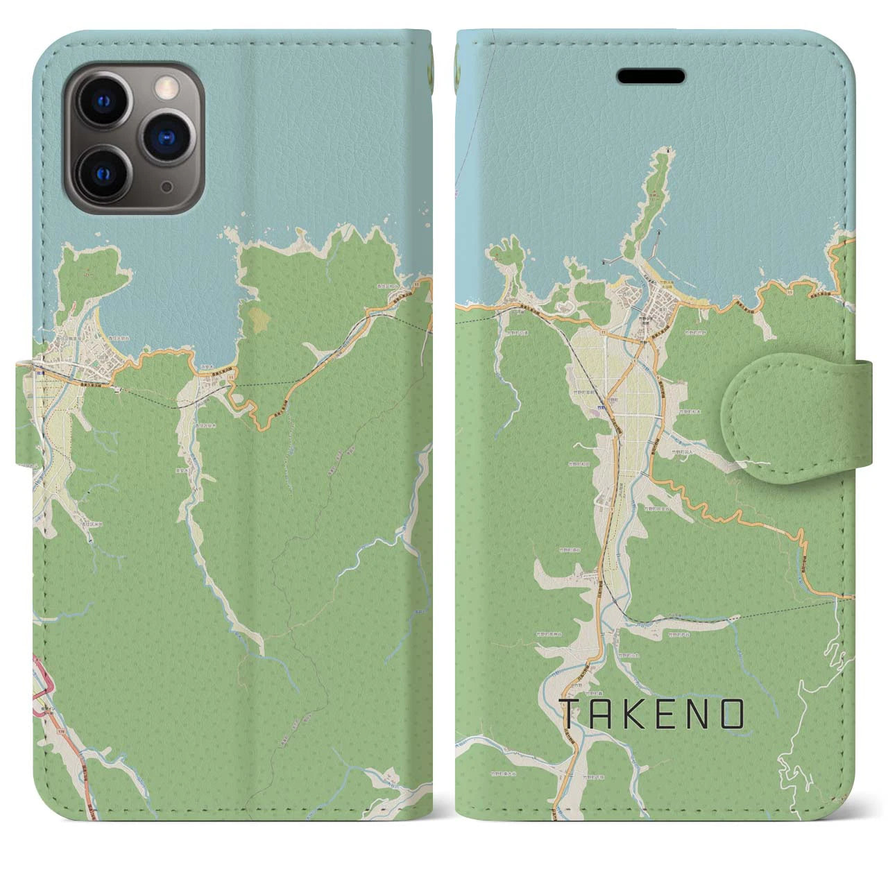 【竹野(兵庫県)】地図柄iPhoneケース(手帳タイプ)ナチュラル・iPhone 11 Pro Max 用