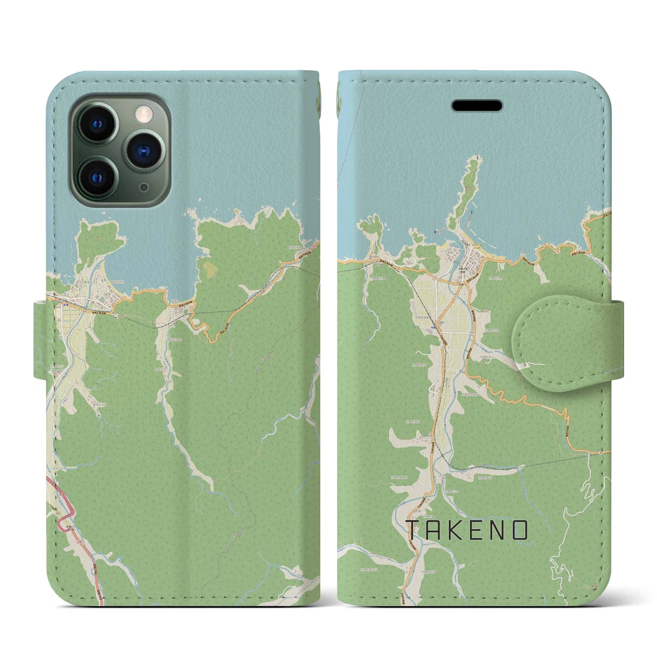 【竹野(兵庫県)】地図柄iPhoneケース(手帳タイプ)ナチュラル・iPhone 11 Pro 用
