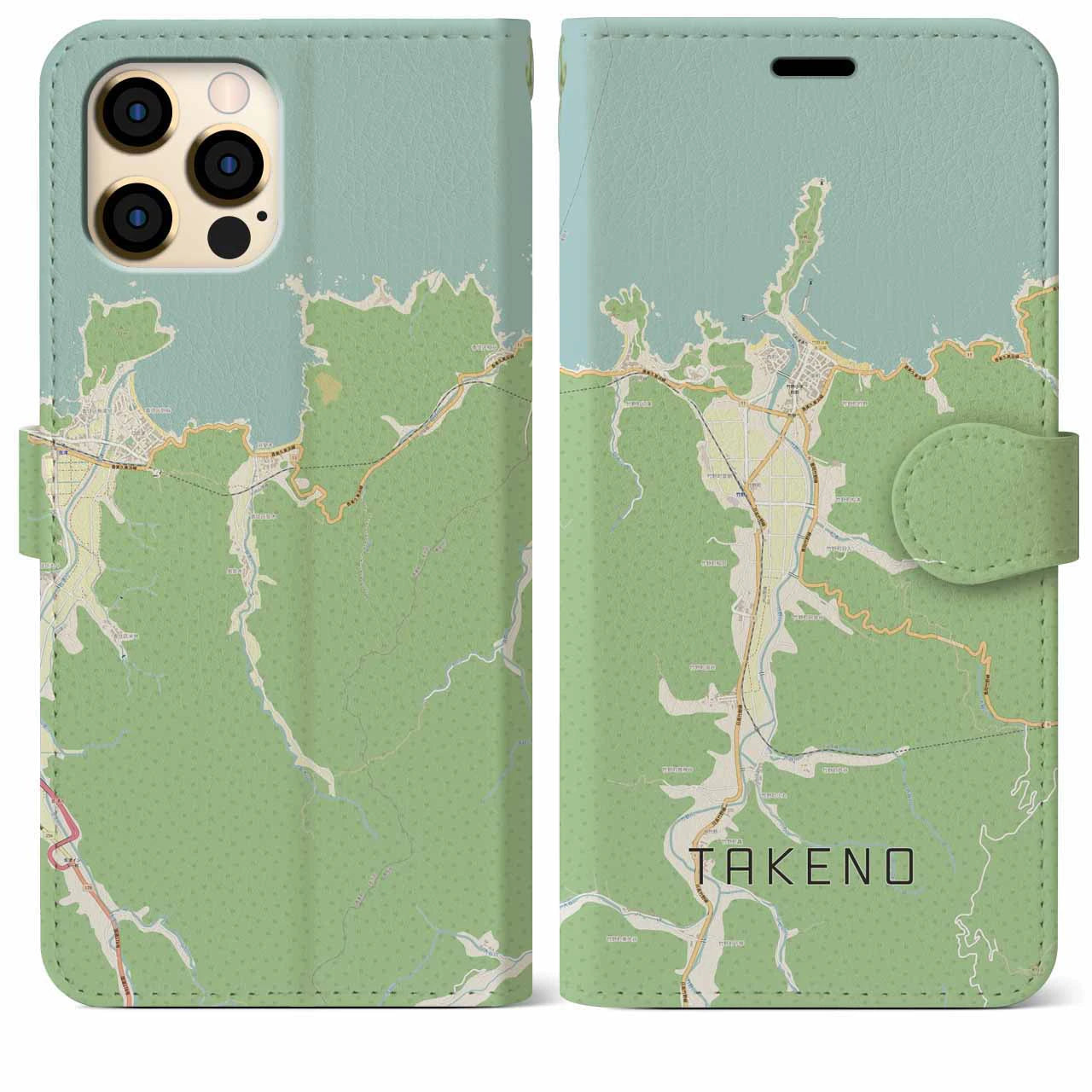 【竹野(兵庫県)】地図柄iPhoneケース(手帳タイプ)ナチュラル・iPhone 12 Pro Max 用