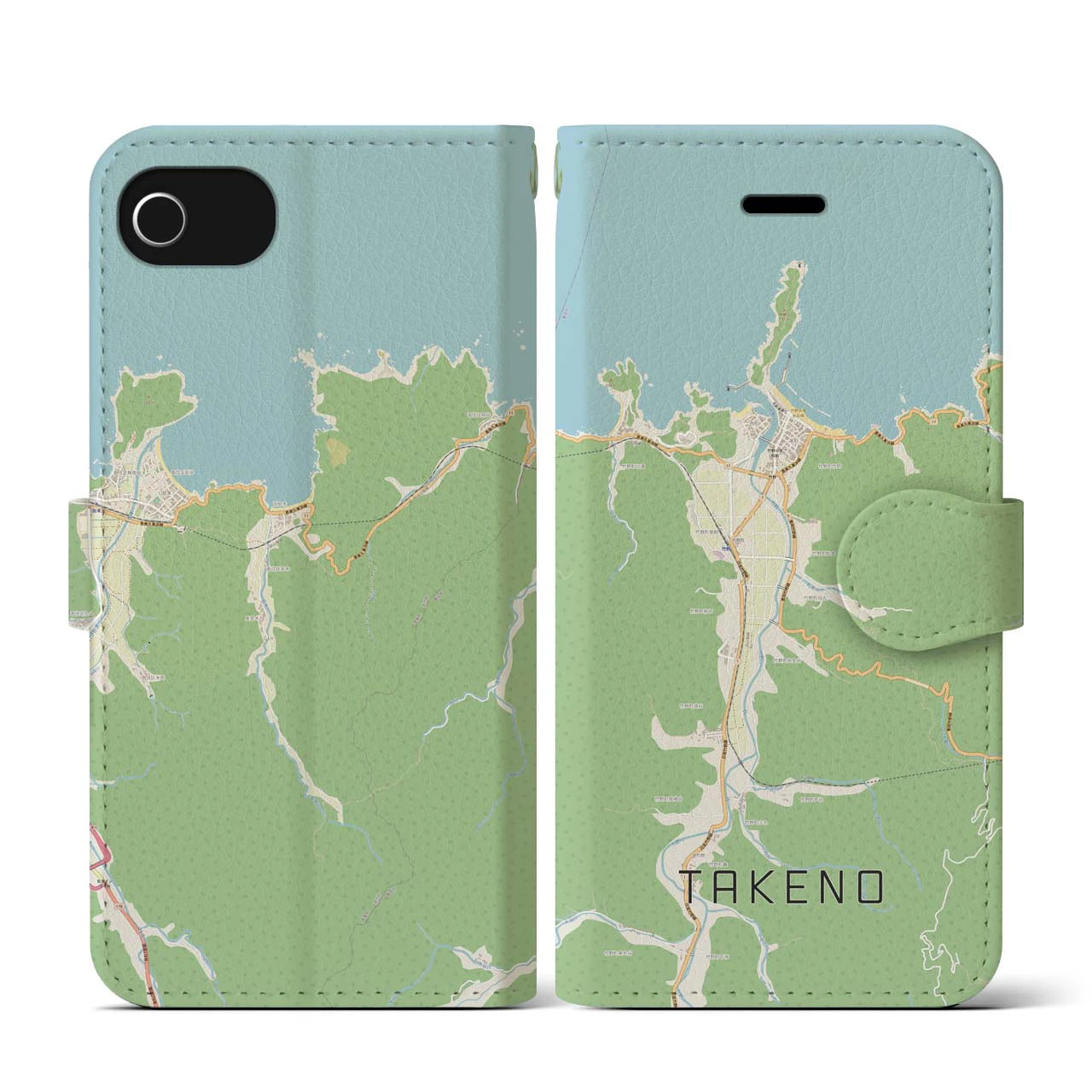 【竹野(兵庫県)】地図柄iPhoneケース(手帳タイプ)ナチュラル・iPhone SE(第3 / 第2世代) / 8 / 7 / 6s / 6 用