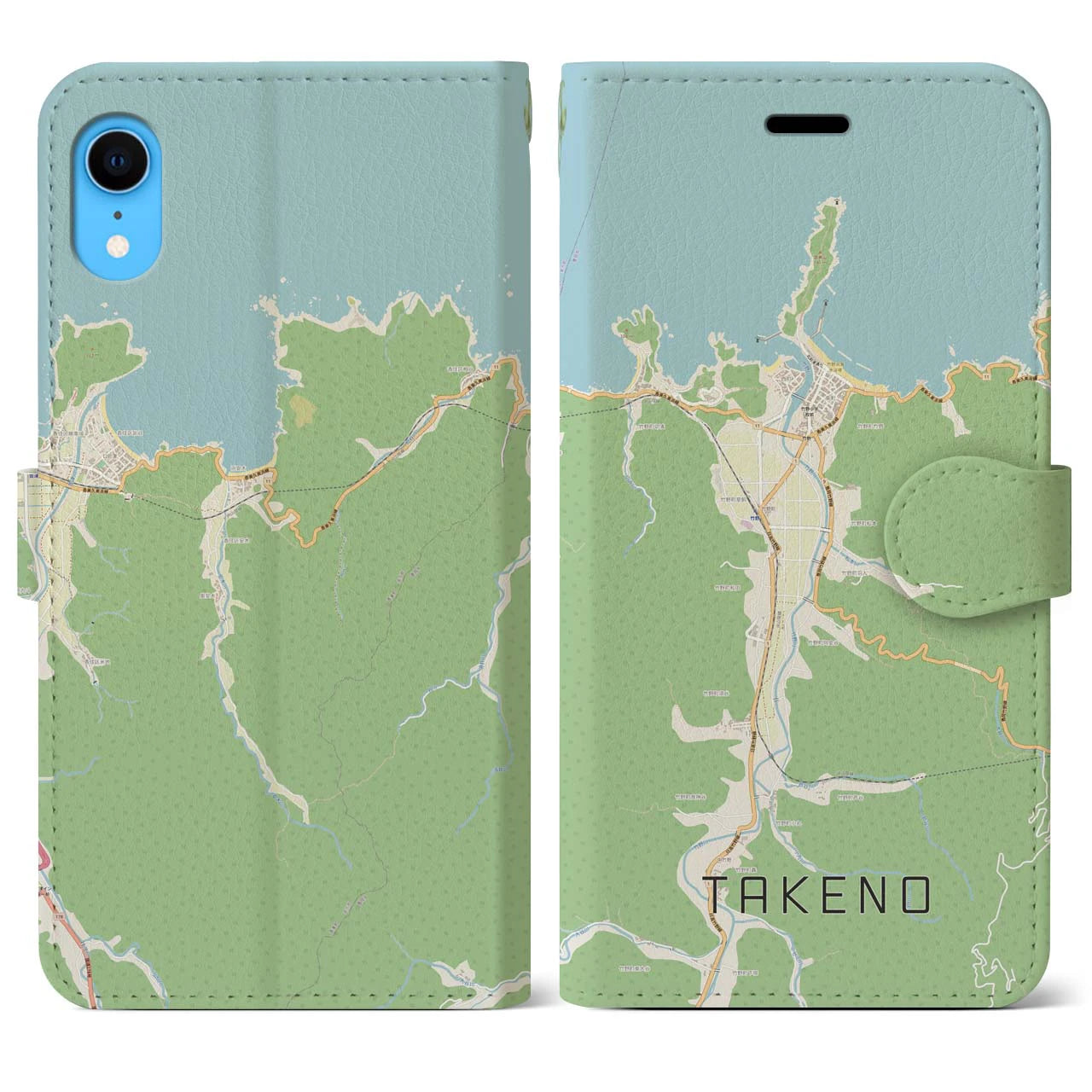 【竹野(兵庫県)】地図柄iPhoneケース(手帳タイプ)ナチュラル・iPhone XR 用